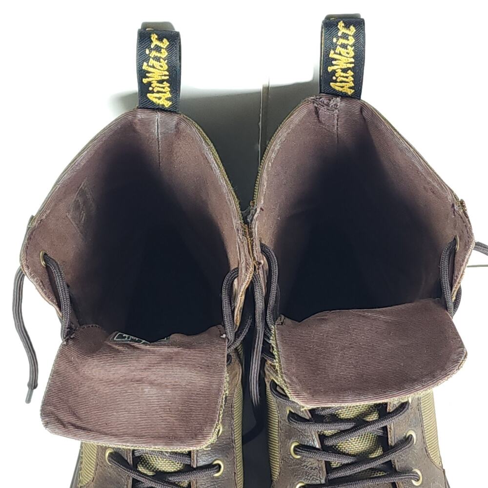 Dr. Martens Combs II Men's US11 Brown Leather Canvas Lace-Up Combat Boots - Picture 11 of 14